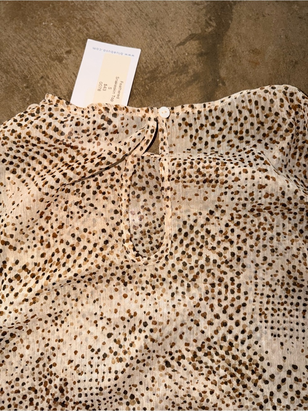 Blue B Feather Trim Speckled Sheer Crop Top NWT Small Statement Piece - Picture 7 of 7